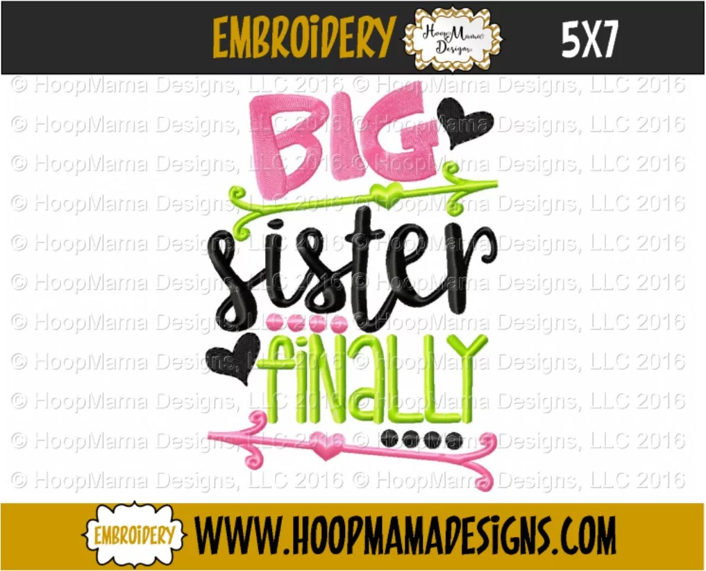 Big Sister Finally - Embroidery and Cutting Options - Image 2