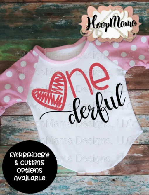 One Derful - Embroidery and Cutting Options