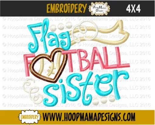 Flag Football Sister - Embroidery and Cutting Options - Image 3