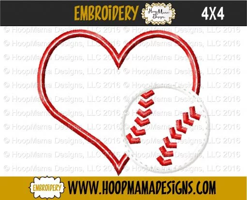 Heart With Baseball - Embroidery and Cutting Options - Image 3