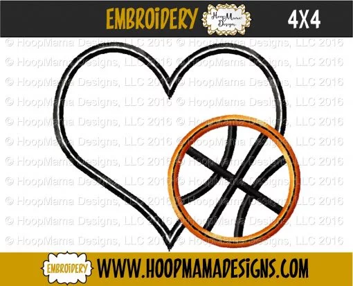 Heart With Basketball - Embroidery and Cutting Options - Image 3