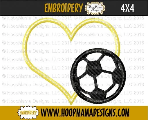 Heart With Soccer Ball - Embroidery and Cutting Options - Image 3