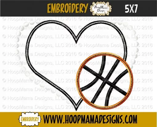 Heart With Basketball - Embroidery and Cutting Options - Image 2