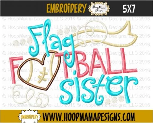 Flag Football Sister - Embroidery and Cutting Options - Image 2