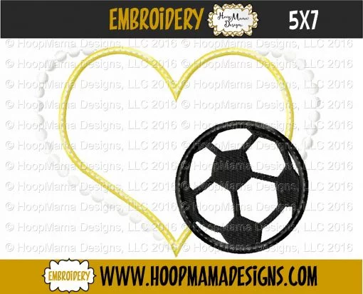 Heart With Soccer Ball - Embroidery and Cutting Options - Image 2