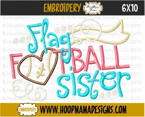 Flag Football Sister - Embroidery and Cutting Options - Image 4
