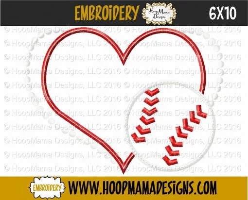 Heart With Baseball - Embroidery and Cutting Options - Image 4