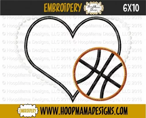 Heart With Basketball - Embroidery and Cutting Options - Image 4