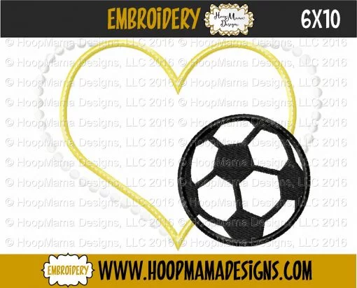 Heart With Soccer Ball - Embroidery and Cutting Options - Image 4