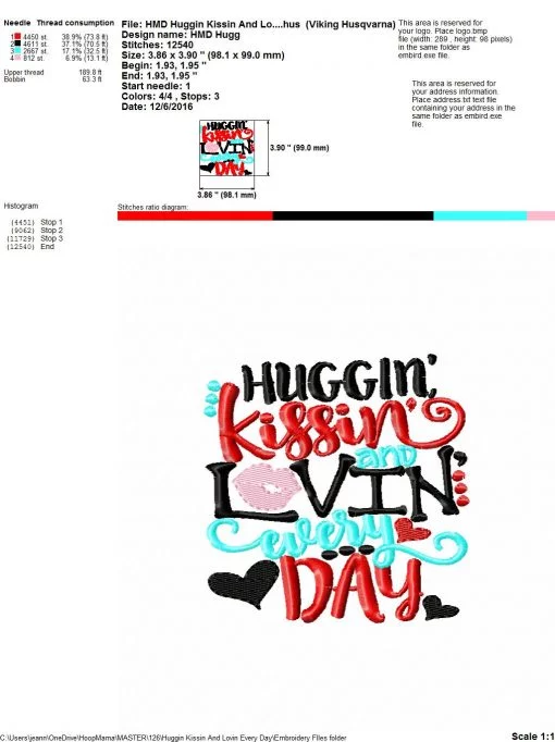 Huggin' Kissin' And Lovin' Every Day - Embroidery and Cutting Options - Image 6