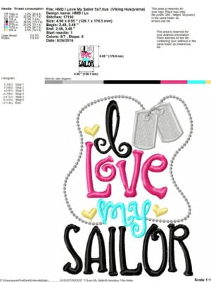 Download I Love My Sailor - Embroidery and Cutting Options - HoopMama