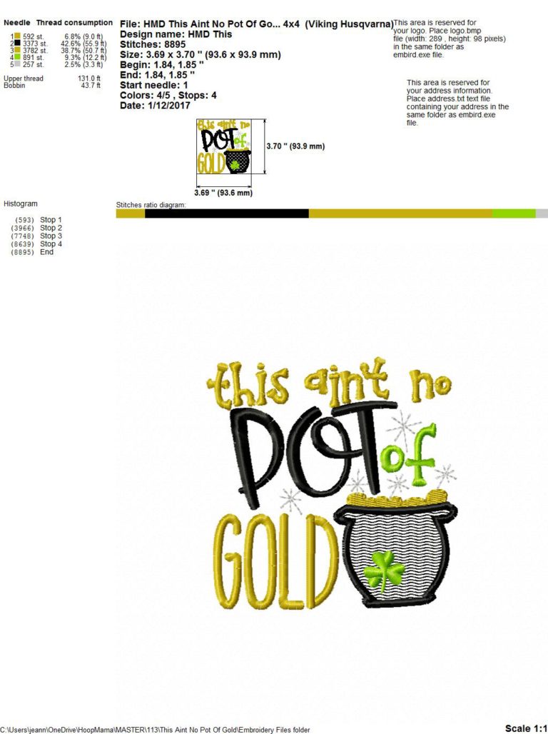 This Ain't No Pot Of Gold Embroidery and Cutting Options HoopMama