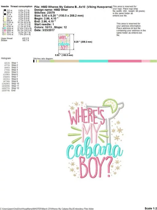 Where's My Cabana Boy - Embroidery and Cutting Options - Image 8