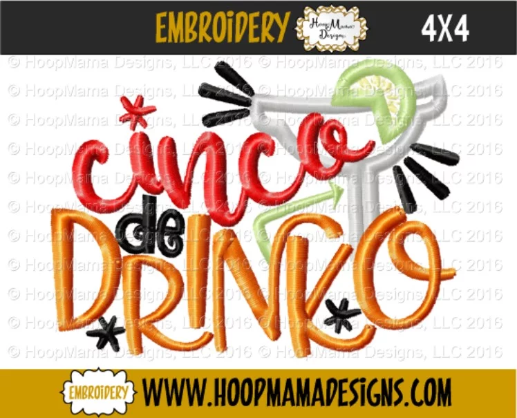 Cinco De Drinko - Embroidery and Cutting Options - Image 3
