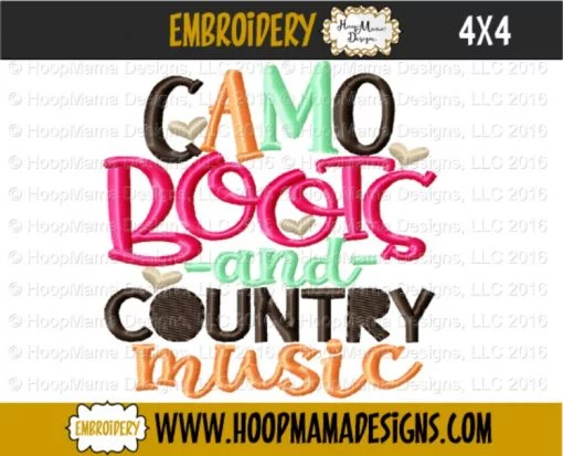 Camo Boots And Country Music - Embroidery and Cutting Options - Image 3