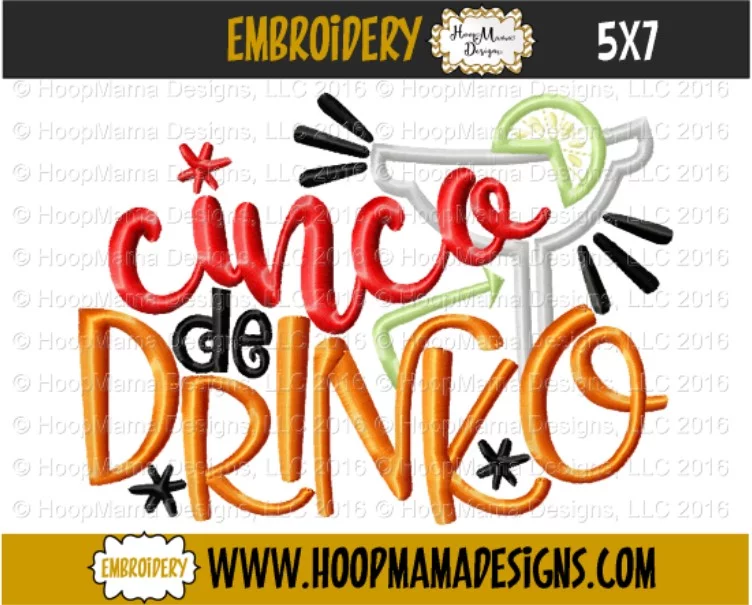 Cinco De Drinko - Embroidery and Cutting Options - Image 2