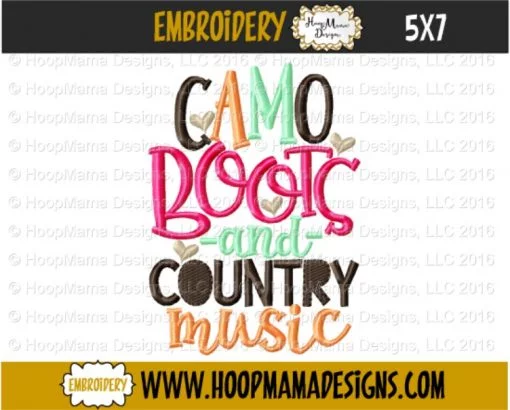 Camo Boots And Country Music - Embroidery and Cutting Options - Image 2