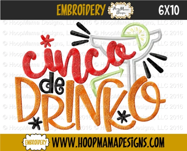 Cinco De Drinko - Embroidery and Cutting Options - Image 4
