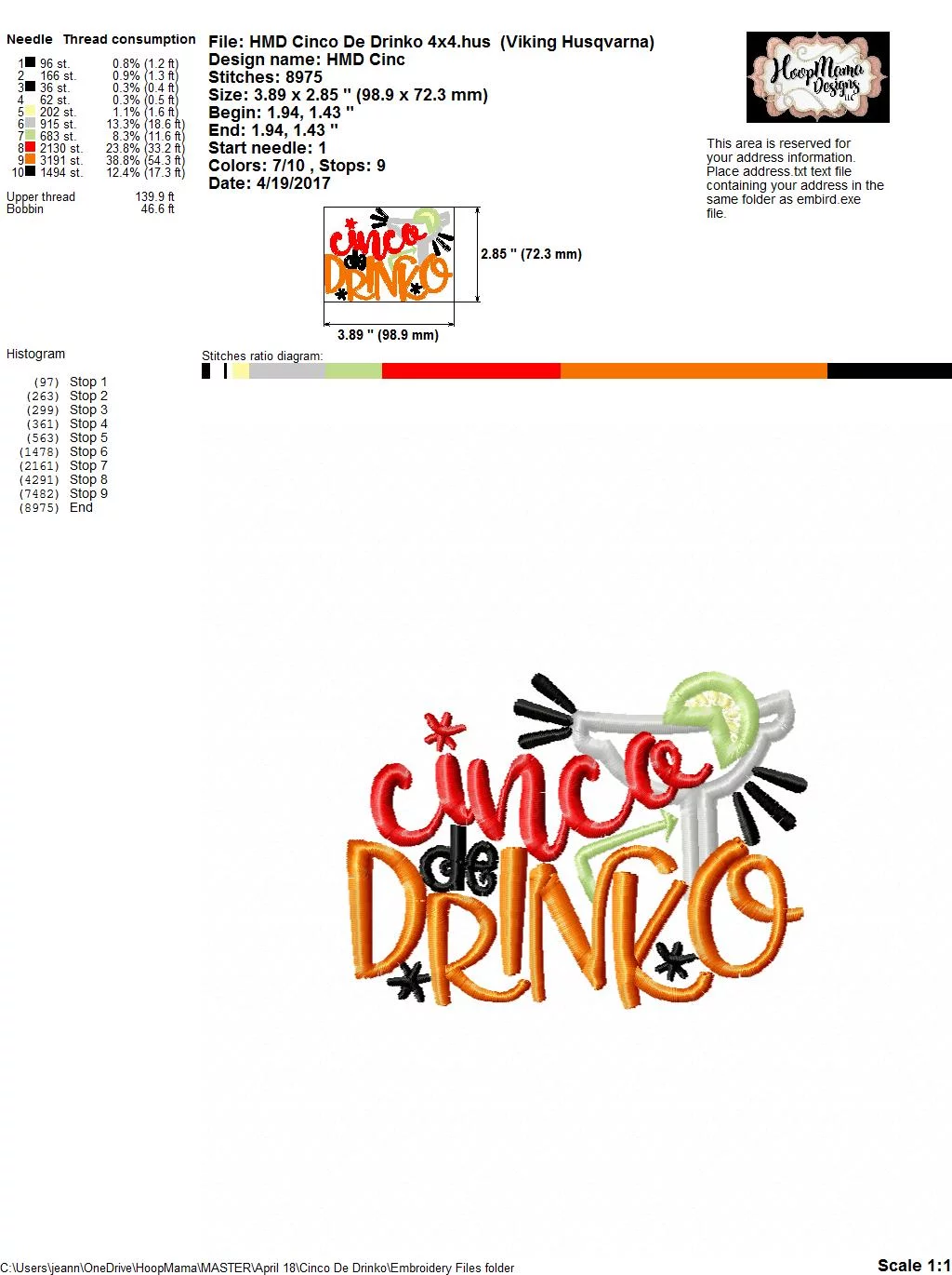 Cinco De Drinko - Embroidery and Cutting Options - Image 6