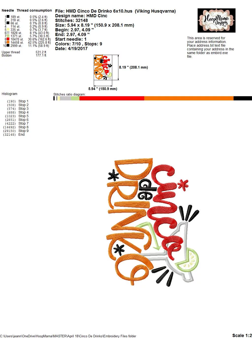 Cinco De Drinko - Embroidery and Cutting Options - Image 8