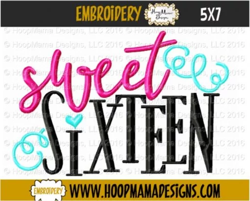 Sweet Sixteen - Embroidery and Cutting Options - Image 2