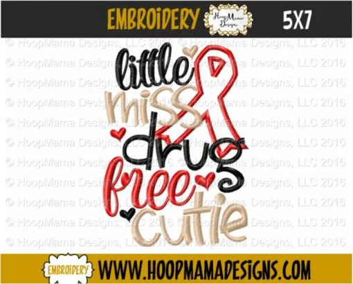 Little Miss Drug Free Cutie - Embroidery and Cutting Options - Image 2