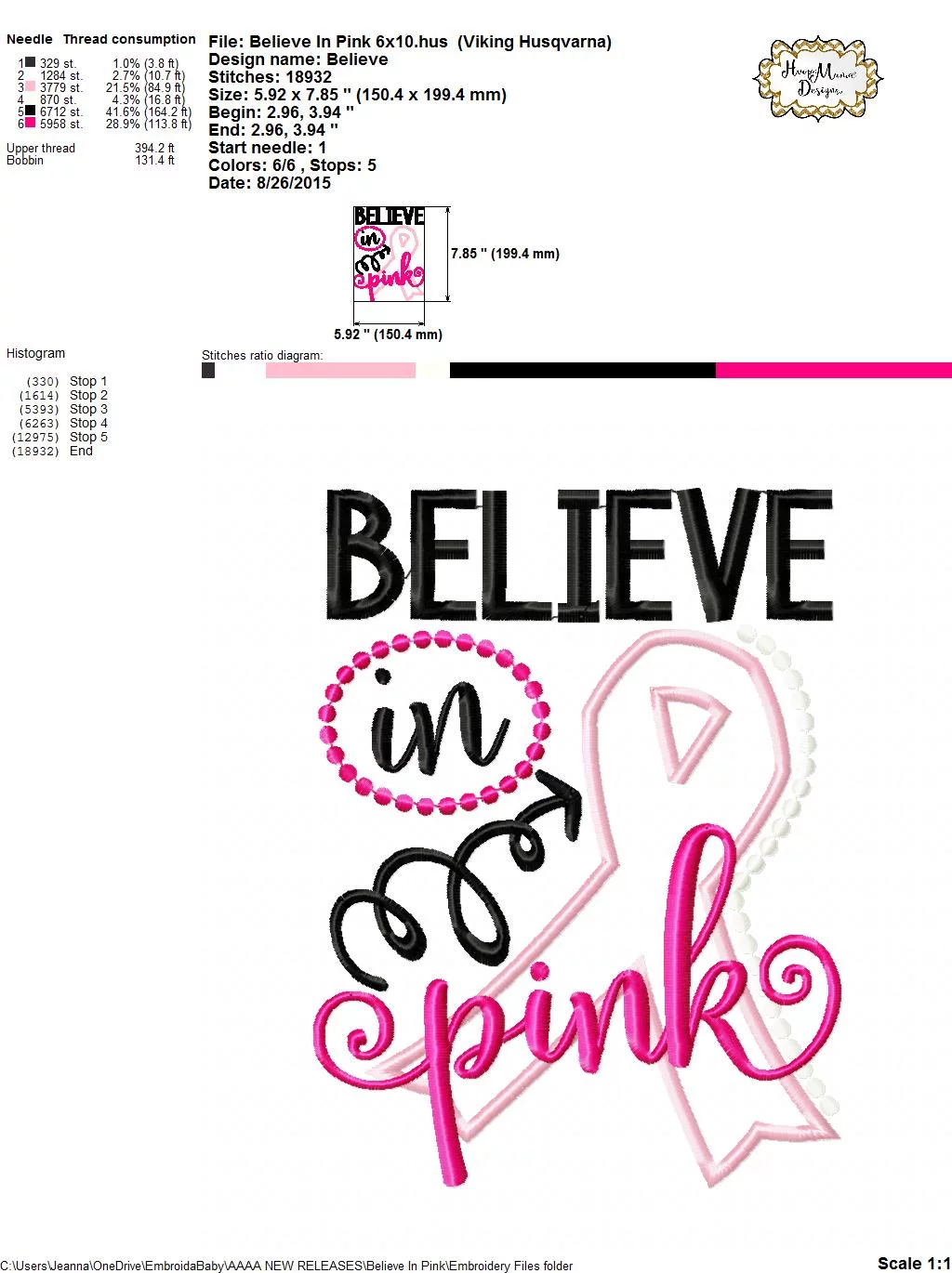 Believe In Pink- Embroidery and Cutting Options - Image 6