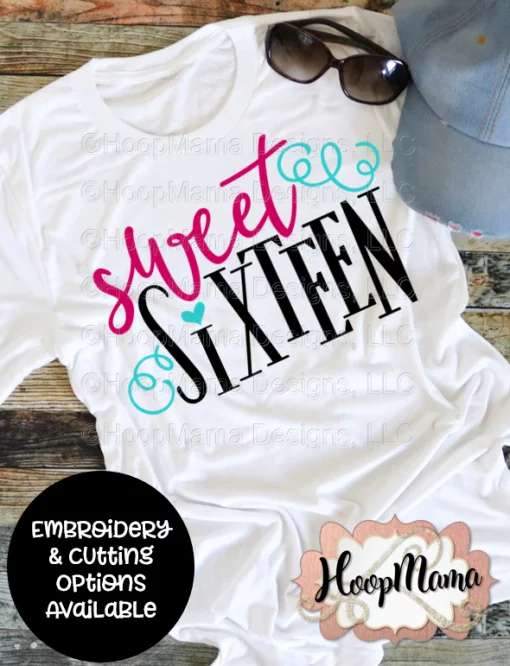 Sweet Sixteen - Embroidery and Cutting Options