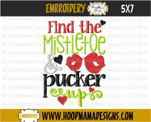 Find the Mistletoe and Pucker Up - Embroidery and Cutting Options - Image 2