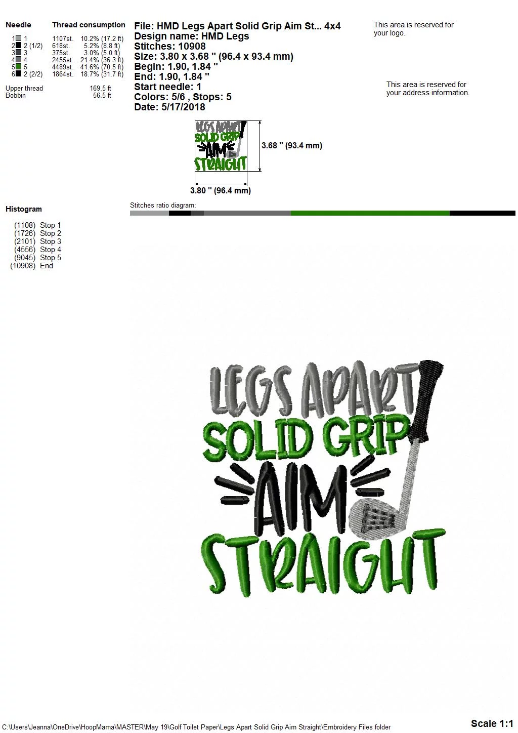 Legs Apart Solid Grip Aim Straight - Golf Toilet Paper - Embroidery and Cutting Options - Image 4