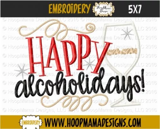 Happy Alcoholidays - Embroidery and Cutting Options - Image 2