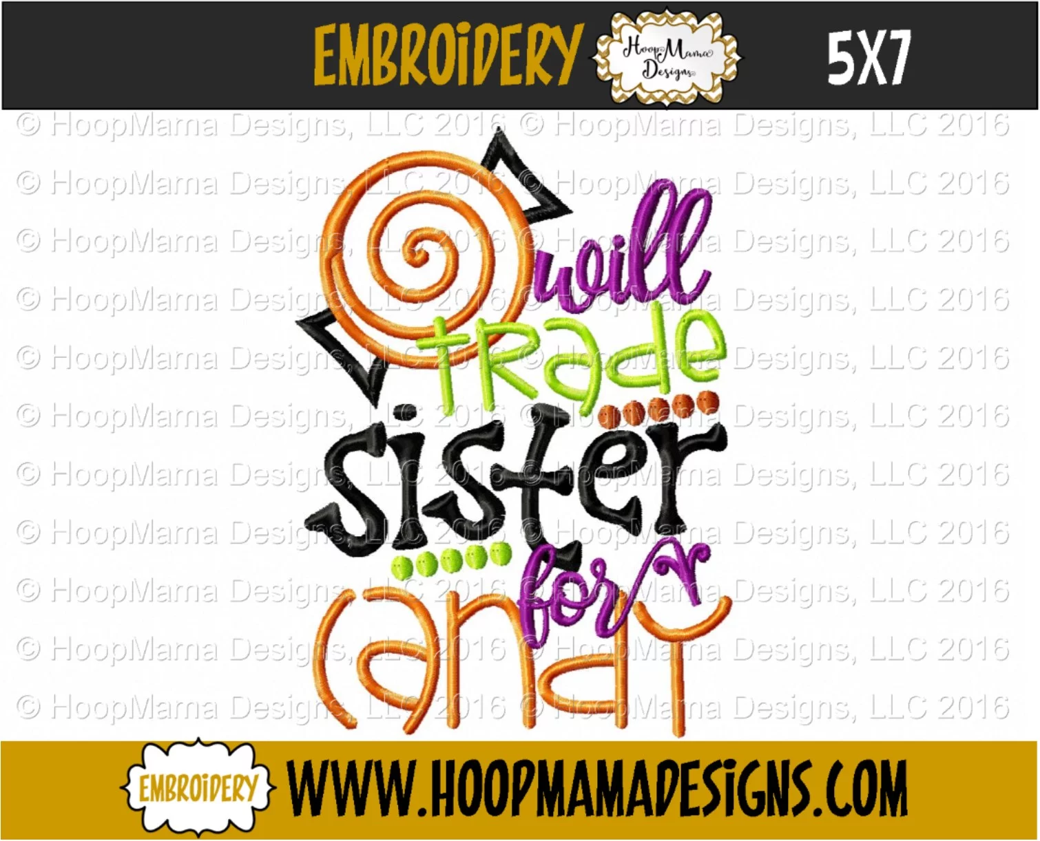 Will Trade Sister For Candy - Embroidery and Cutting Options - Image 2