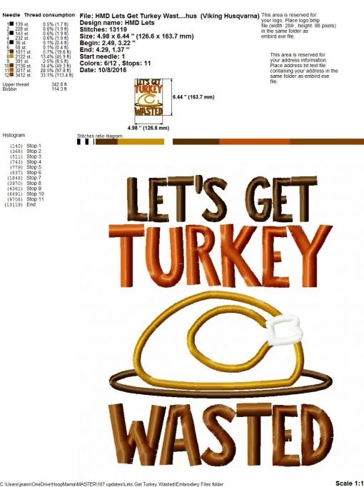 Let's Get Turkey Wasted - Embroidery and Cutting Options - Image 5