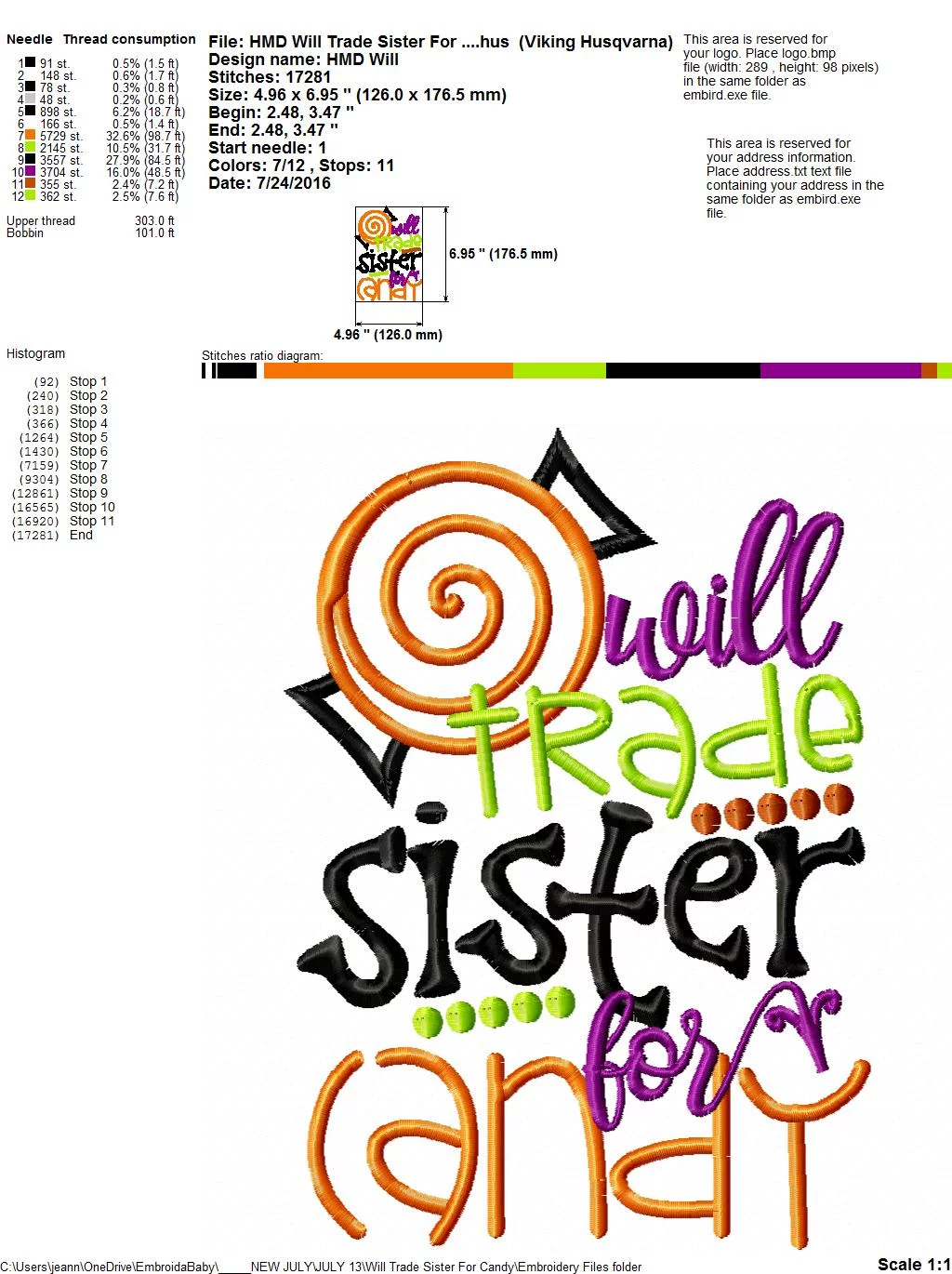Will Trade Sister For Candy - Embroidery and Cutting Options - Image 5