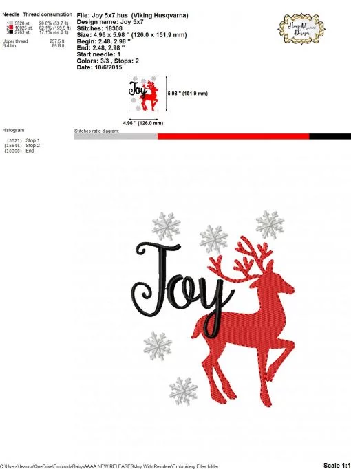 Joy With Reindeer - Embroidery and Cutting Options - Image 5
