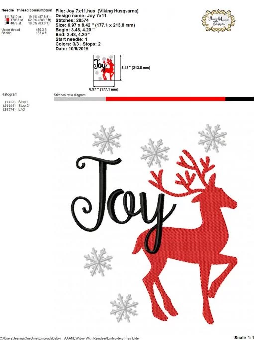 Joy With Reindeer - Embroidery and Cutting Options - Image 7