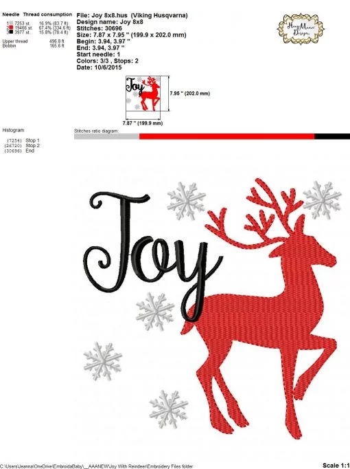 Joy With Reindeer - Embroidery and Cutting Options - Image 8