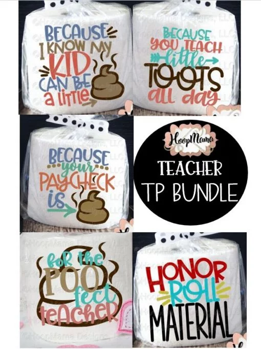 Teacher Toilet Paper Embroidery & Cutting Bundle