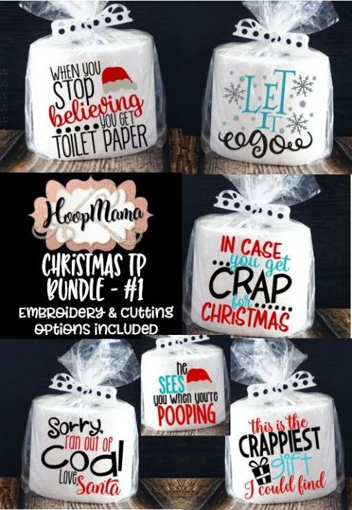 Christmas Toilet Paper #1 Embroidery & Cutting Bundle