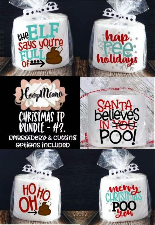 Christmas Toilet Paper #3 Embroidery & Cutting Bundle
