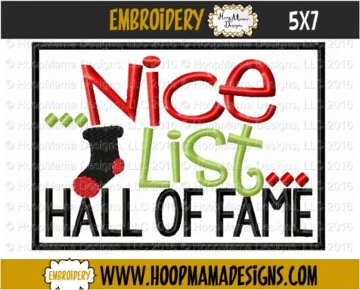 Nice List Hall Of Fame - Embroidery and Cutting Options - Image 2
