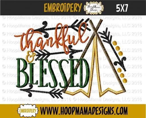 Thankful and Blessed with Teepee - Embroidery and Cutting Options - Image 2