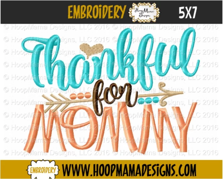Thankful For Mommy GIRL - Embroidery and Cutting Options - Image 2