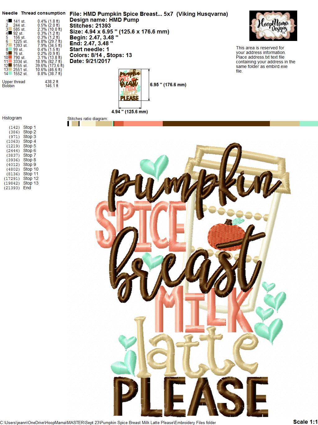 Pumpkin Spice Breast Milk Latte Please Embroidery And Cutting Options Hoopmama