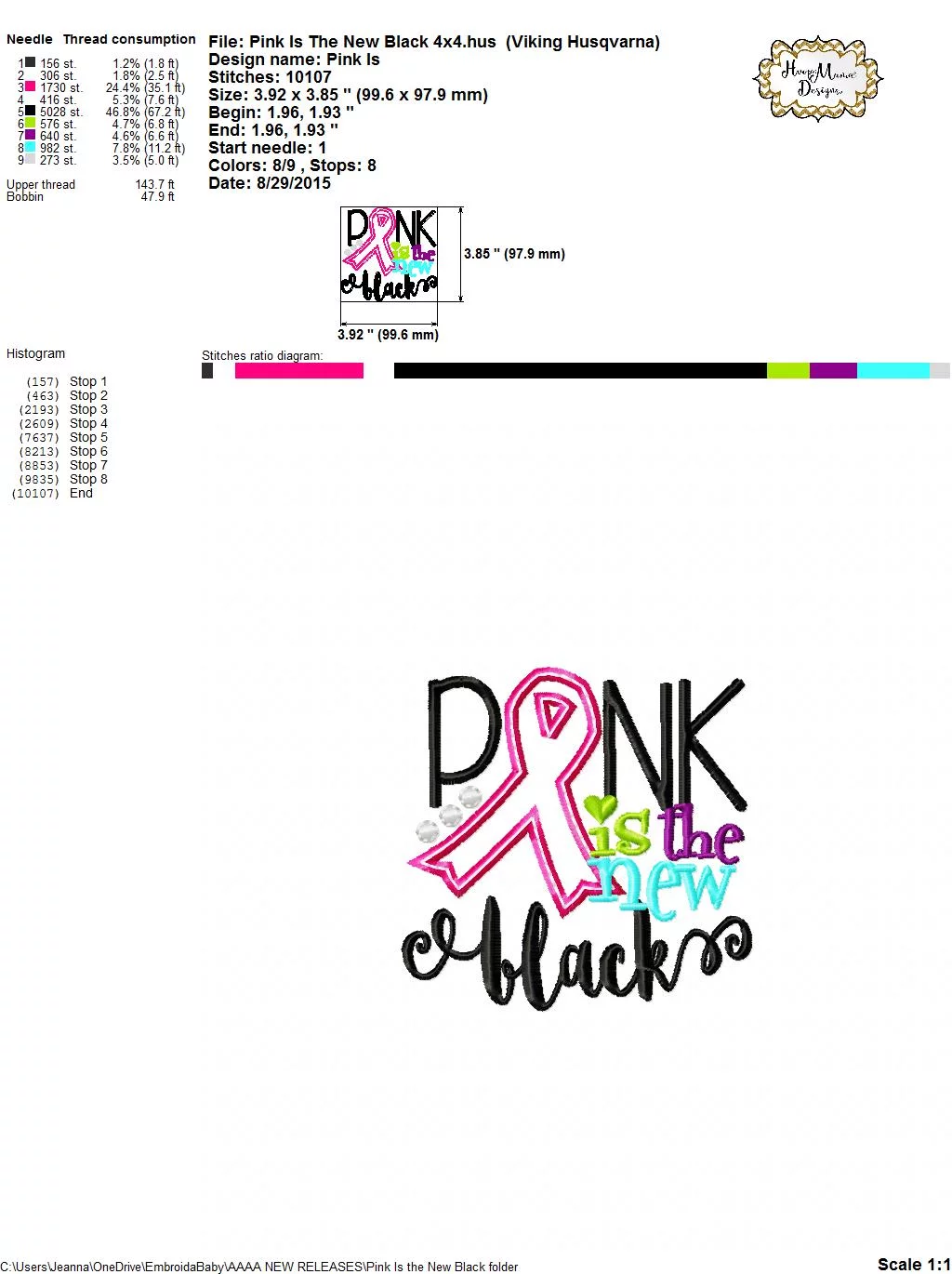 Pink Is the New Black - Embroidery and Cutting Options - Image 4