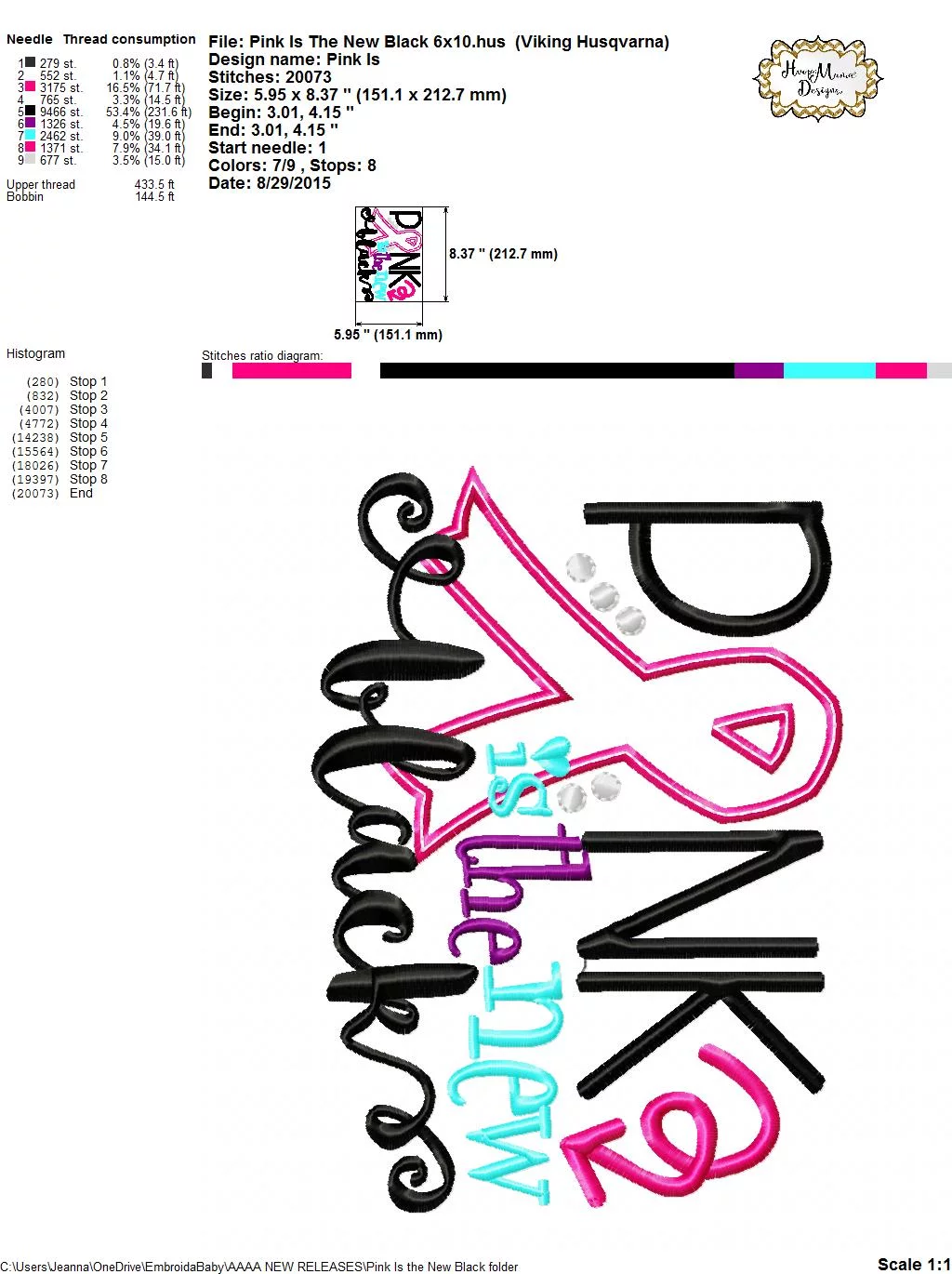 Pink Is the New Black - Embroidery and Cutting Options - Image 6