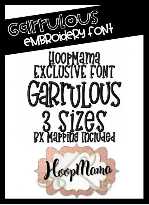 Garrulous Embroidery Font With BX Mapping