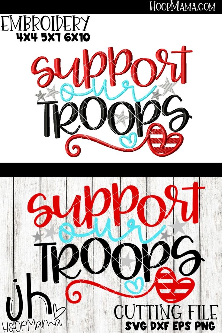 Support Our Troops - Embroidery and Cutting Option - HoopMama