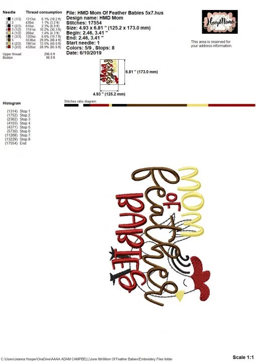 Mom Of Feather Babies - Embroidery and Cutting Option - Image 5