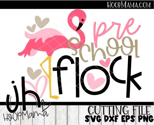Preschool Flock - Flamingo - Embroidery and Cutting Option - Image 3